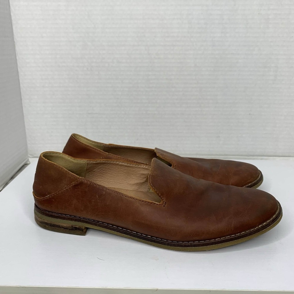 SPERRY Seaport Levy Brown Leather Memory-Foam Slip-On Loafers Womens Size 8.5